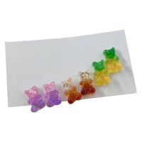 3คู่ Gummy Bears ต่างหูชุดน่ารัก Twinkling Bear Dangle ต่างหูเรซิ่นสีสัน Drop Stud ต่างหูสำหรับผู้หญิง Jewelry