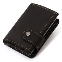 Minimalist Aluminum Credit Card Holder Wallet for Men RFID Vintage Crazy Horse Leather Bank Cardholder Case Quality Coin Purse