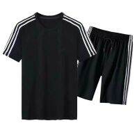 【hot seller】 sports suit mens bars short-sleeved trendy brand loose large size student casual two-piece