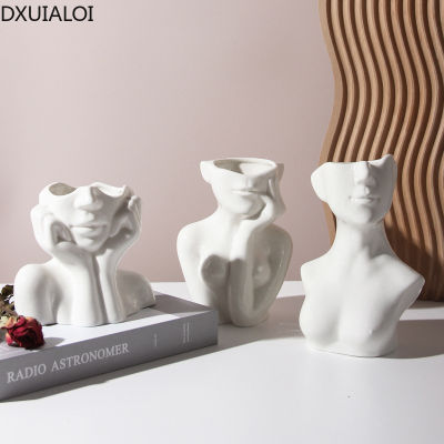 Nordic woman body shape ceramic vase creative flower living room decoration artist home decor ceramic handicraft flower vase