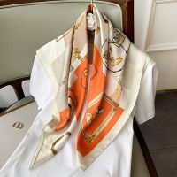 ▲  70x70cm Spring Autumn Lady Beach Silk Scarf New Style Headscarf Women Fashion Square shawl wrap Luxury foulard bandanna muffler