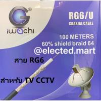 โปรโมชั่น สายTV สาย CCTV กล้องวงจรปิด Coaxial Cable RG6/U 100 เมตร สายเต็ม100เปอร์เซ็นต์ " IWACHI " สีขาว ราคาถูก ขายดี แนะนำ Home-mall  ตรงปก