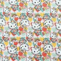 45X145cm Sanrio ผ้าคอตตอนลาย Hello Kitty สำหรับเด็กผู้หญิงกระโปรงผ้าทอเบาะผ้าสิ่งทอภายในบ้านวัสดุเย็บผ้าแบบทำมือ