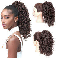 AZQUEEN สังเคราะห์ผม Drawstring พัฟผมหางม้า Kinky Curly Clip-In Extension สำหรับผู้หญิงสีดำสีขาว