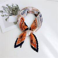 【CC】☜  lenços de seda luxo for Pleated scarf silk scarves ladies floral print satin turbans women pretied headscarf hair