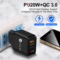 FLOVEME USB Charger Quick Charge 3.0 PD 20W Type C Fast Charging EU US UK Plug Wall Charger Adapter จอแสดงผล LED เครื่องชาร์จศัพท์