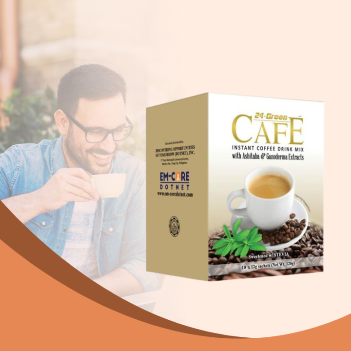 "Supercharge your Day" 1 Box (10 Sachets) Emcore 24Green Cafe Instant