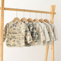 เด็กเอี๊ยมแขนยาวเด็ก Smocked เสื้อผ้า Crumb Catcher Unisex เด็กวัยหัดเดินกันน้ำผ้ากันเปื้อนผ้ากันเปื้อนเด็กพร้อมกระเป๋า