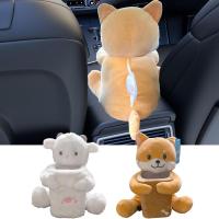 Car Tissue Box Lamp/Shiba Inu Paper Towel Napkin Box Portable Car Organizer Wipes Dispenser Plush Tissue Holder For Car Cute