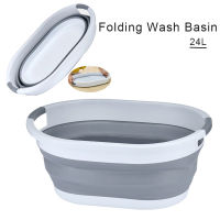 Folding Camping Wash Bucket Dirty Laundry Basket With Handle Folding Wash Basins Children Bath Large Capacity Storage 24L