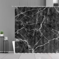 Black Marble White Stripe Printing Shower Curtain Modern Simplicity Home Bathroom Decor Cloth Waterproof Bath Curtains Screen