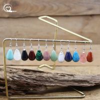 Natural Stone Quartz Tear Water Drop Hook Earring Healing Crystal Women Gift Dangle Eardrop Reiki Amethysts Lapis Jewelry QC7035