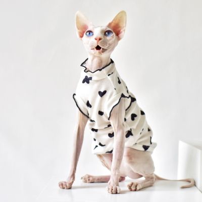 Sphynx เสื้อกั๊กแมวเสื้อผ้าสัตว์เลี้ยงน่ารักสำหรับลูกแมวระบายอากาศได้ดี,เสื้อผ้านุ่มลายเดวอนเร็กซ์ระบายอากาศได้ดีสำหรับสฟิงซ์