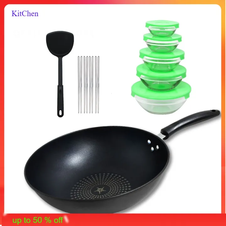 Diamond Chef ชุดกระทะ no.1 กระทะ 32 cm แถมฟรี ชามแก้ว 5 ใบ พร้อมตะหลิว