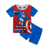 COD SDFGERGERTER Pure Cotton childrens boys Captain Americas Anime Boys Baby Kids Children Casual Wear Sleeves Pajama Set Sleepwear