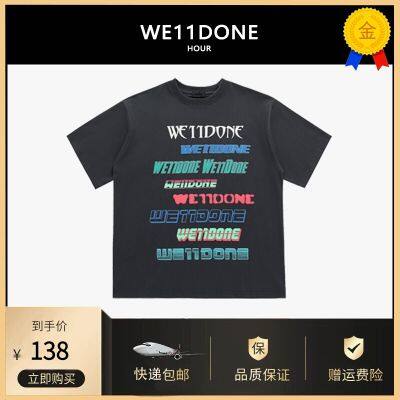 เสื้อยืดแขนสั้นผู้ชาย,ลด50ชั่วโมง WE11DONE เสื้อยืดหลวมฉบับภาษาเกาหลีสีใหม่ที่กั้น