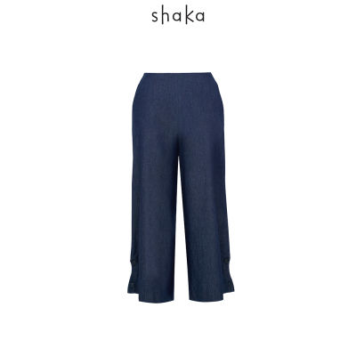 Shaka SS21 Denim Culottes กางเกงสี่ส่วน ขอบเอวในตัว ซิปซ่อนหลัง มีกระเป๋าล้วง ปลายขาแต่ง S-Curve PN-S210306