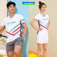 Yonex Summer Sports T-shirt Tennis Badminton Set V-neck Short Sleeve Breathable Quick Dry Wicks Sweat