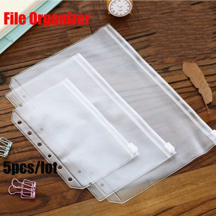 LANCE Student Storage Bag Loose Leaf Zipper Transparent Document Folder ...