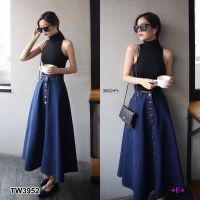 TW3952 Set เสื้ิอคอเต่า + กระโปรงยีนส์  Set turtleneck top + denim skirt