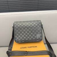 TOP.1LV กระเป๋าธุรกิจผู้ชายหนังวัวลายนูนแบบฝาพับ,กระเป๋าหิ้วสะพายไหล่แฟชั่นอเนกประสงค์พร้อมกล่องของขวัญ