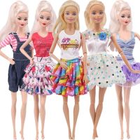 5ชิ้นตุ๊กตาบาร์บี้เสื้อผ้าตุ๊กตาชุดลำลองชุดลายการ์ตูนสำหรับตุ๊กตา Barbie ขนาด11.8นิ้วอุปกรณ์เสริมตุ๊กตา1/6ตุ๊กตาบลายธ์ Bjd ของเล่น