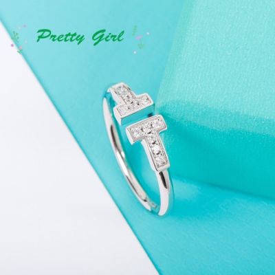 เวอร์ชั่นเกาหลีของช่องแนวโน้ม Ins นิ้วชี้เปิดคู่ T จดหมายแหวนเครื่องประดับผู้หญิง Pretty Girl Jewelry