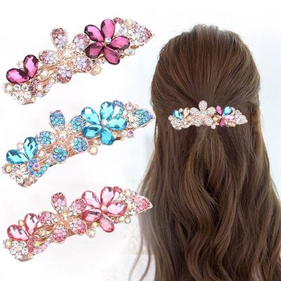 South Koreas new simple rhinestone ponytail hairpin exquisite girls flower hair accessories elegant ladies birthday gift