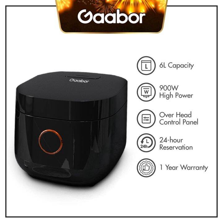 Gaabor Rice Cooker 6L Big Capacity Touch Control 24h Preset Timer Multi