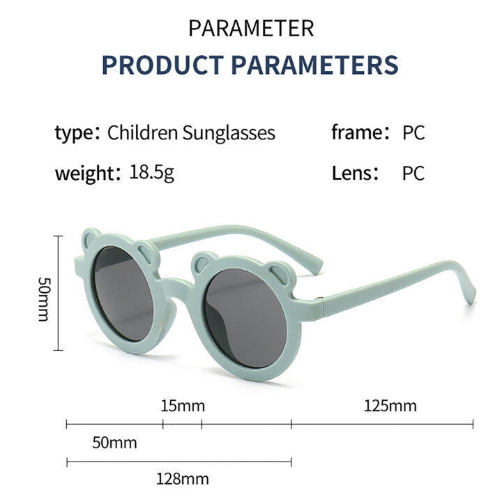 แว่นตากันแดดรูปทรงหมีน่ารัก-uv385แว่นตาเทรนด์ป้องกันดวงตาสำหรับกิจกรรมกลางแจ้งของแท้คุณภาพสูง