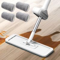 Microfiber Flat Mop 360° Rotatable Hand Free Squeeze Cleaning Floor Mop with Washable Mop Pads Lazy Mop Household Cleaner Tools