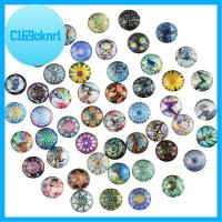 C169CKNRL 50Pcs 12mm ครับ Cabochons แก้วพิมพ์ลาย 50รูปแบบ กระจกสำหรับผู้หญิง พลอยโดมแบน กระเบื้องโมเสค สายรุ้งสีรุ้ง หมุนแก้ว cabochons ทำเครื่องประดับ DIY