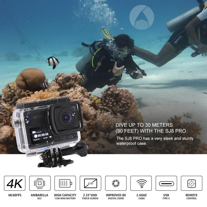 ผ่อน-0-sjcam-sj8-pro-ผ่อนนานสูงสุด-6-เดือน-4k60fps-sports-camera-waterproof-anti-shake-dual-touch-screen-wifi-action-camera-กล้องกันน้ำ-กล้องแอคชั่น-สีดำ-กันน้ำ-กันสั่น-แอคชั่นแคม-กล้อง-รับประกัน-1ปี