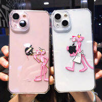 [Hot K] เคสโทรศัพท์แบบใสการ์ตูนพิงค์แพนเทอร์สำหรับ iPhone 13 12 11 Pro Max XR X 7 8 Plus 13 Pro ฝาหลังหัวใจแบบนิ่มด้านข้าง