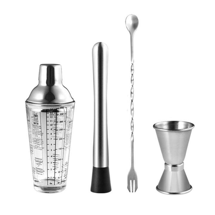 Cocktail Shaker Set Transparent Scale Bar Shakers Cup Wine Mixing Fruit