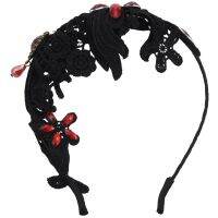 Halloween Personality Fashion Exotic Style Women Black Lace Red Rhinestone Headbands Queen Van Christmas Hair Accessory