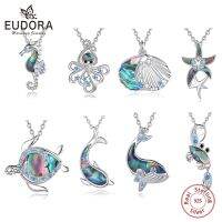 Eudora สร้อยคอเต่าทะเล925เงินสเตอร์ลิงสำหรับผู้หญิงหอยเป๋าฮื้อปลาหมึกทะเลจี้ปลาวาฬของขวัญสำหรับงานเลี้ยงเครื่องประดับทะเล