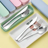 NEWPortable Stainless Steel Cutlery Suit With Storage Box Chopstick Fork Spoon Knife Travel Tableware Set Camping Cutlery Flatware Sets