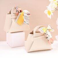 5pc Leather Gift Box Creative Handbag Shape With Handle Ribbon Bow Candy Bag Packaging Wedding Baby Shower Party Favors Wrapping Gift Wrapping  Bags