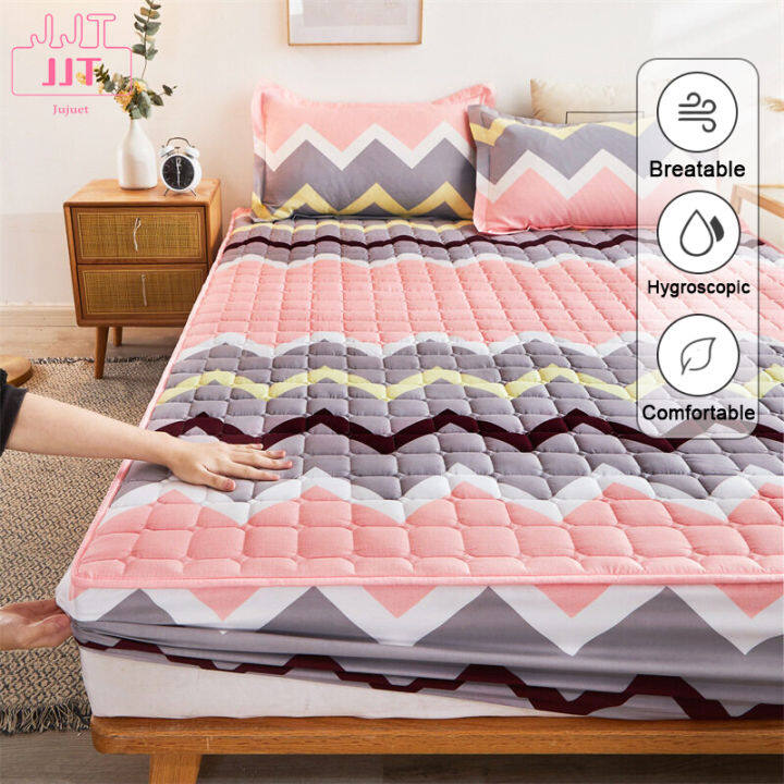 jjt-cotton-mattress-cover-non-slip-elastic-bed-sheet-queen-size