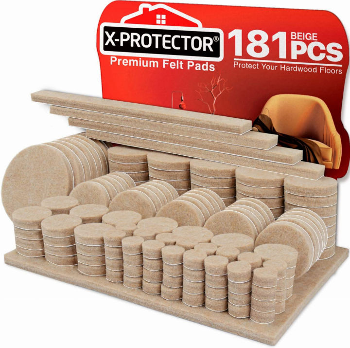 felt-furniture-pads-x-protector-181-pcs-premium-furniture-pads-felt-pads-furniture-feet-best-wood-floor-protectors-protect-your-hardwood-amp-laminate-flooring-181-pcs-beige