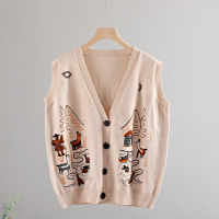 GIGOGOU Oversized Women Cardigan Sweater Spring Autumn Long Sleeve Knitted Cardigan Outwear Embroidery Coat for Women Jumper Top