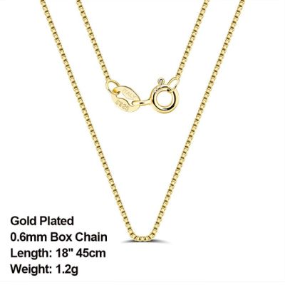 JDY6H Italian 925 Sterling Silver Box Chain Necklace Rose Gold/Gold Plated Silver Necklaces Neck Chains for Pendant SC07-G