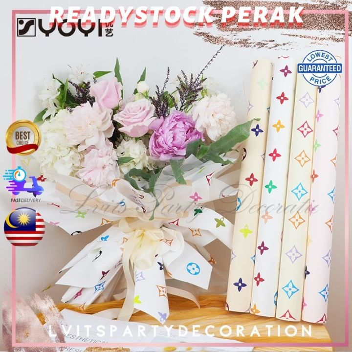 Ready Stock )10PCS/Pack Creative LV Flower Wrapping Paper