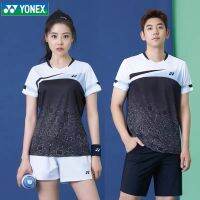 Yonex เสื้อแบดมินตันสไตล์ใหม่เสื้อแบดมินตันเกาหลีแขนสั้นสำหรับผู้ชายและผู้หญิงเสื้อเสื้อยืดคอนทราสต์แห้งเร็วและระบายอากาศได้ดี1909