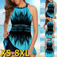 【JH】 2023 Fashion Swimwear Female Tankini Set Bathing Abstract Printing Swimsuit Piece BeachWear