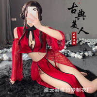 Night Dream Sexy Classical Jacquard Hanfu Passion Dew Nightdress Transparent Tempting Funny Cheongsam Uniform