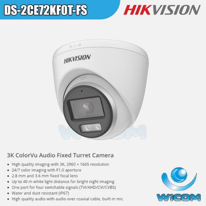 Camera Analog CCTV Hikvision 3K DS-2CE72KF0T-FS 3.6mm Fixed Lens ...