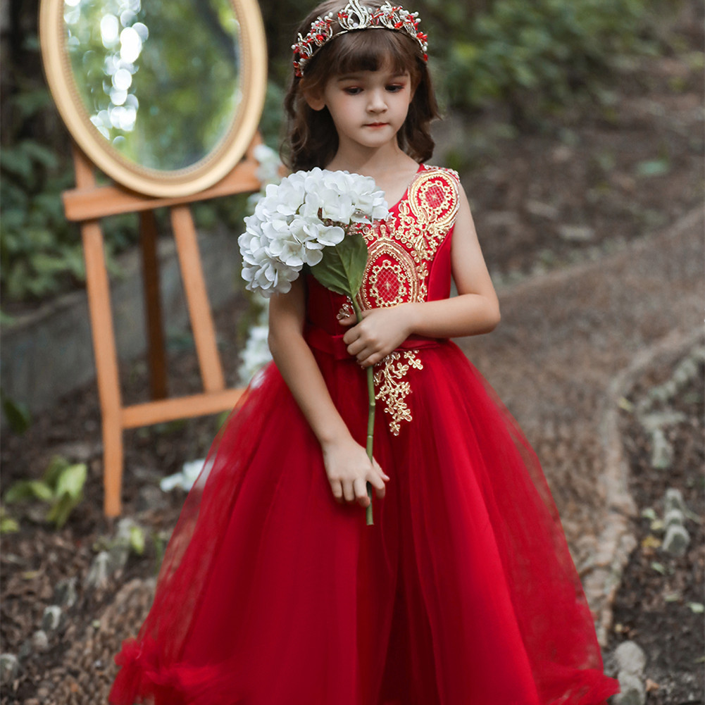 Unicorn Dress Flower Girls Costume Princess Dress with Headband for Girls 2-12 Years 