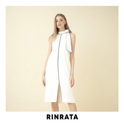 RINRATA - Austin dress ชุดเดรส สีขาว สีดำ ชมพู ชุดเดรสผู้หญิง ชุดเดรสแฟชั่น ชุดไปทะเล ชุดแซค มีโบว์ Dress เดรส ทรงหลวม ปล่อย สบาย